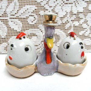 Chick Hen Turkey Duck SALT PEPPER Set Japan Vintage Lusterware Anthropomorphic